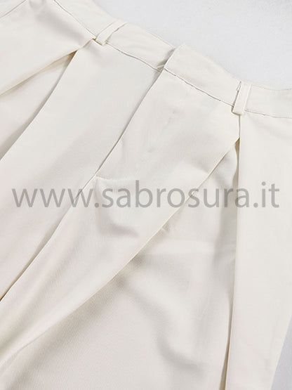 Pantalone pinces sfondo piega beige wide leg
