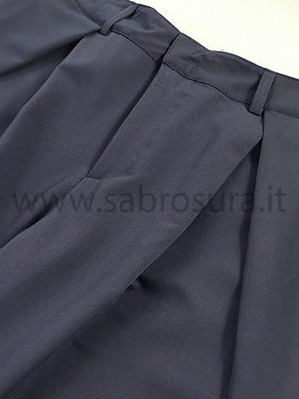 Pantalone pinces sfondo piega blu wide leg