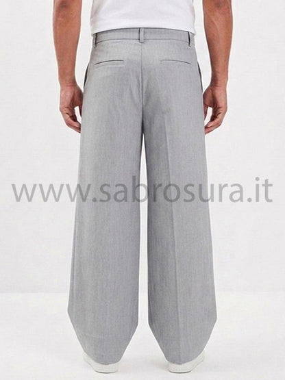 Pantalone pinces sfondo piega grigio wide leg