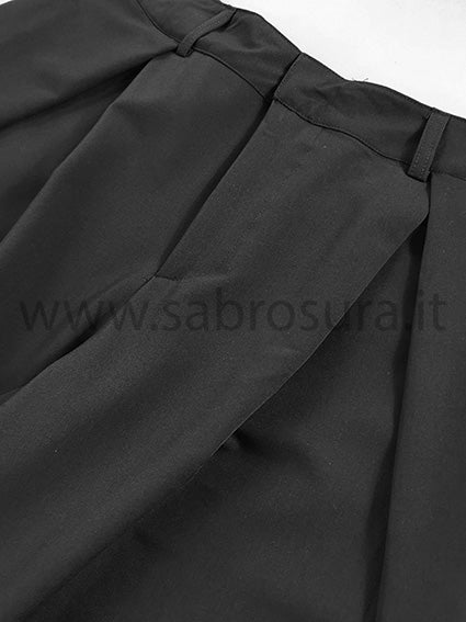 Pantalone pinces sfondo piega nero wide leg