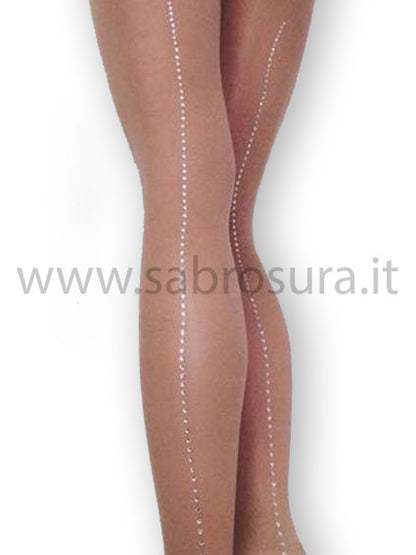 RL collant a rete professionale con anello e strass riga suntan